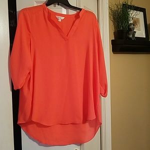 Neon orange high-low blouse